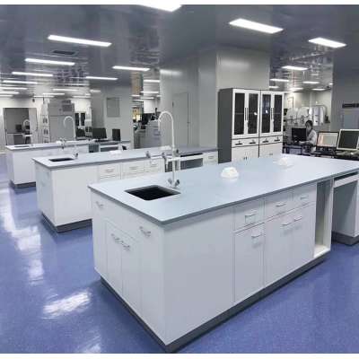 Laboratory Furniture Chemistry Laboratory Bench with Reagent Shelf for University School Manufacturer Price